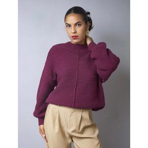 Burgandy Wine Relaxed Fit Knit Sweater Burgandy